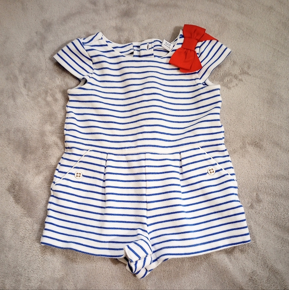 Girl's Janie & Jack Sailor Theme Nautical Theme Shortall Romper 12 18 Months
